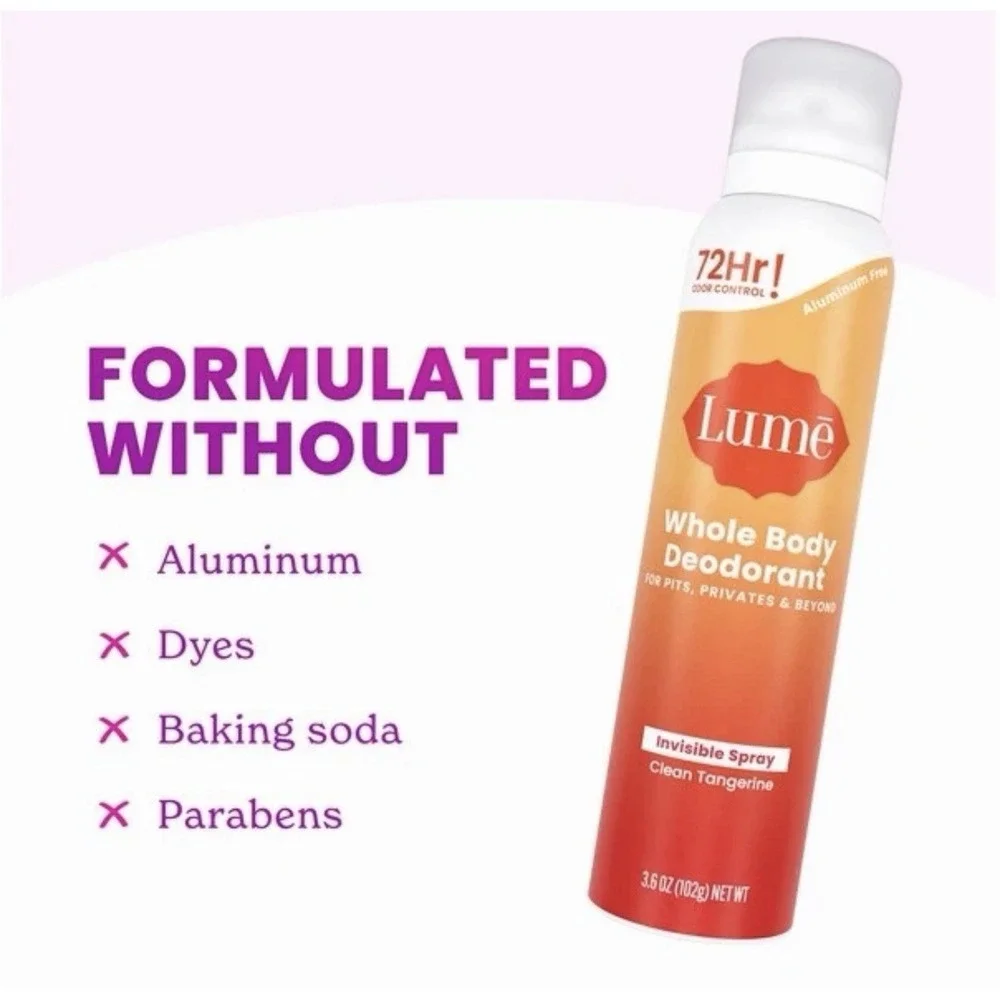 Lume Whole Body Deodorant Spray, Clean Tangerine, 3.6 OZ